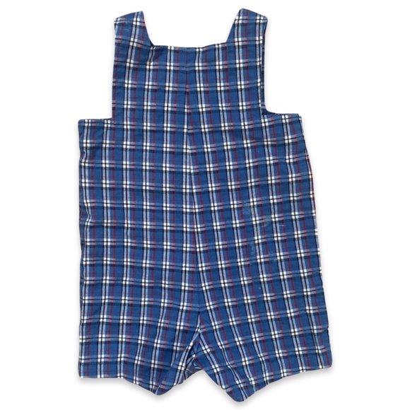 Vintage Plaid Overalls w/ Matching Hat and Teddy Bear Embroidery - Picture 3 of 8